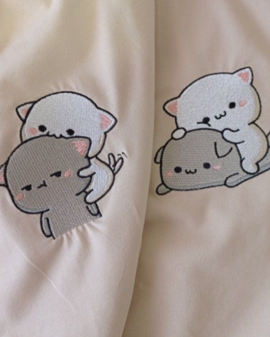 Playful Kittens Embroidered Hoodie
