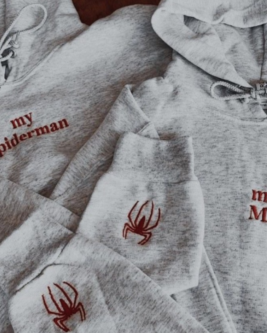 Web of Love Embroidered Couple Hoodies