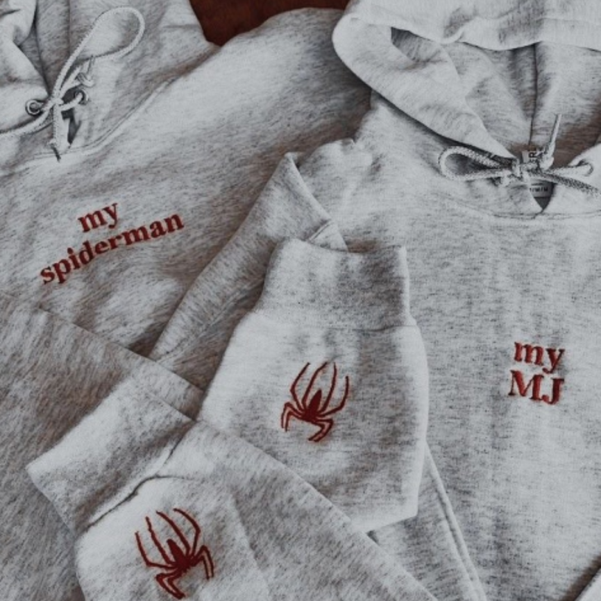 Web of Love Embroidered Couple Hoodies